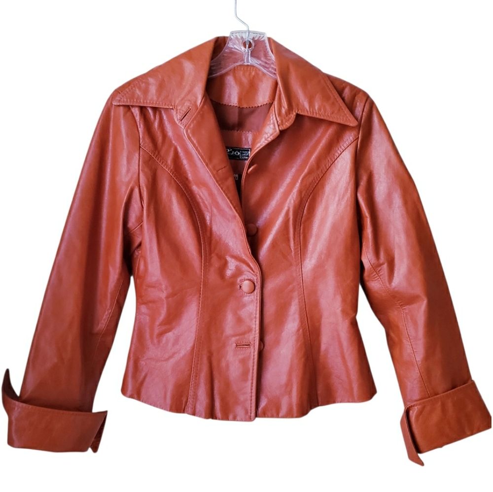 Vintage Led Jo Orange Leather Jacket